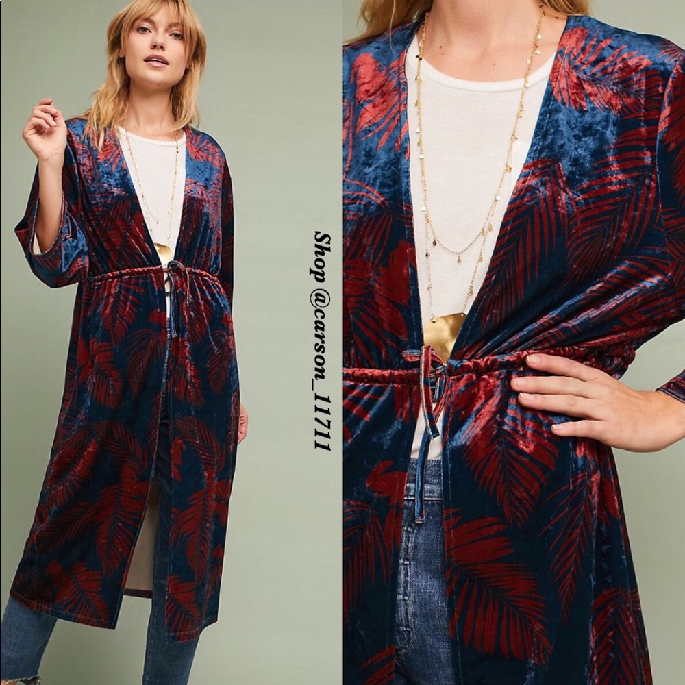 🦄NWT Anthropologie Palm Velvet Kimono OS by RIYA